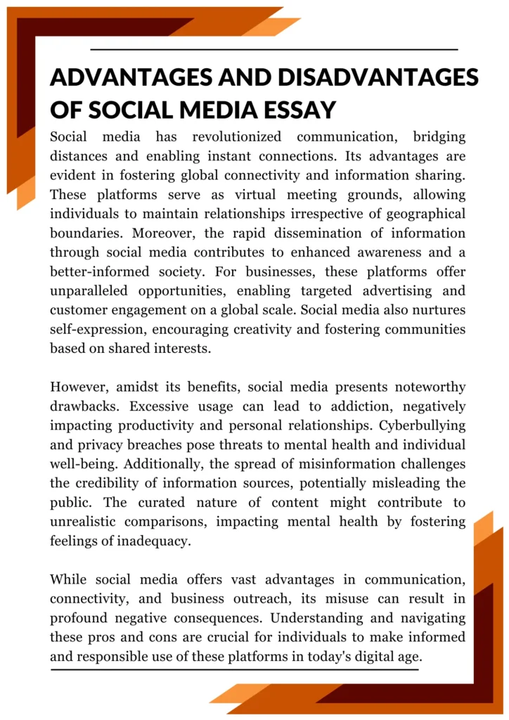 essay on disadvantages of social media