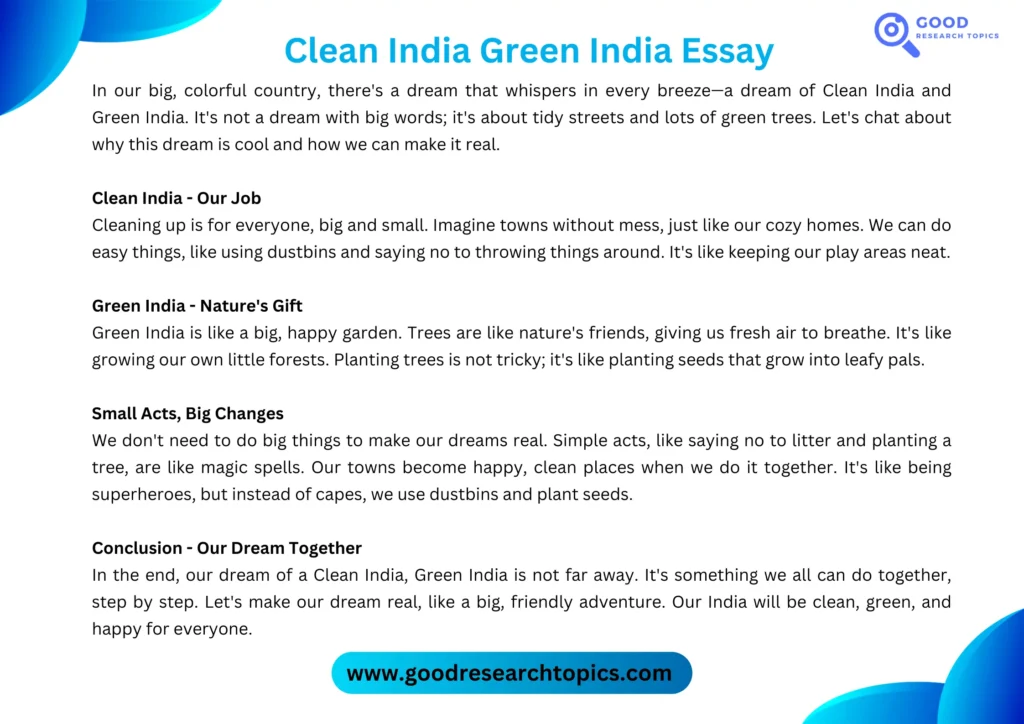 clean india essay 100 words