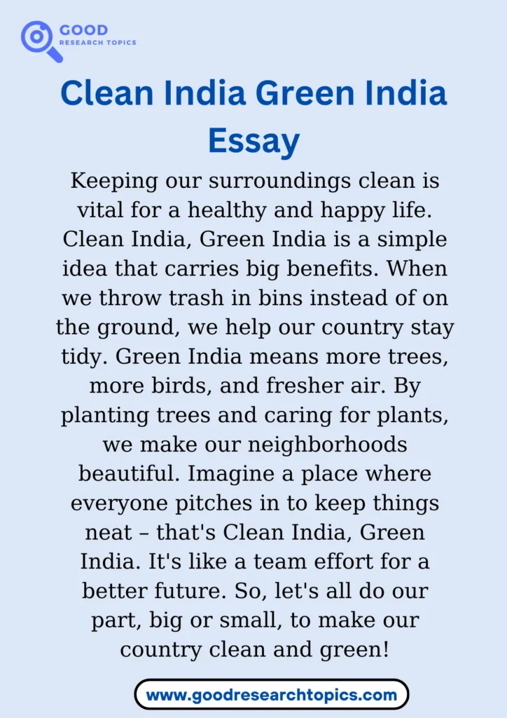 Clean India Green India Essay: 100 words 